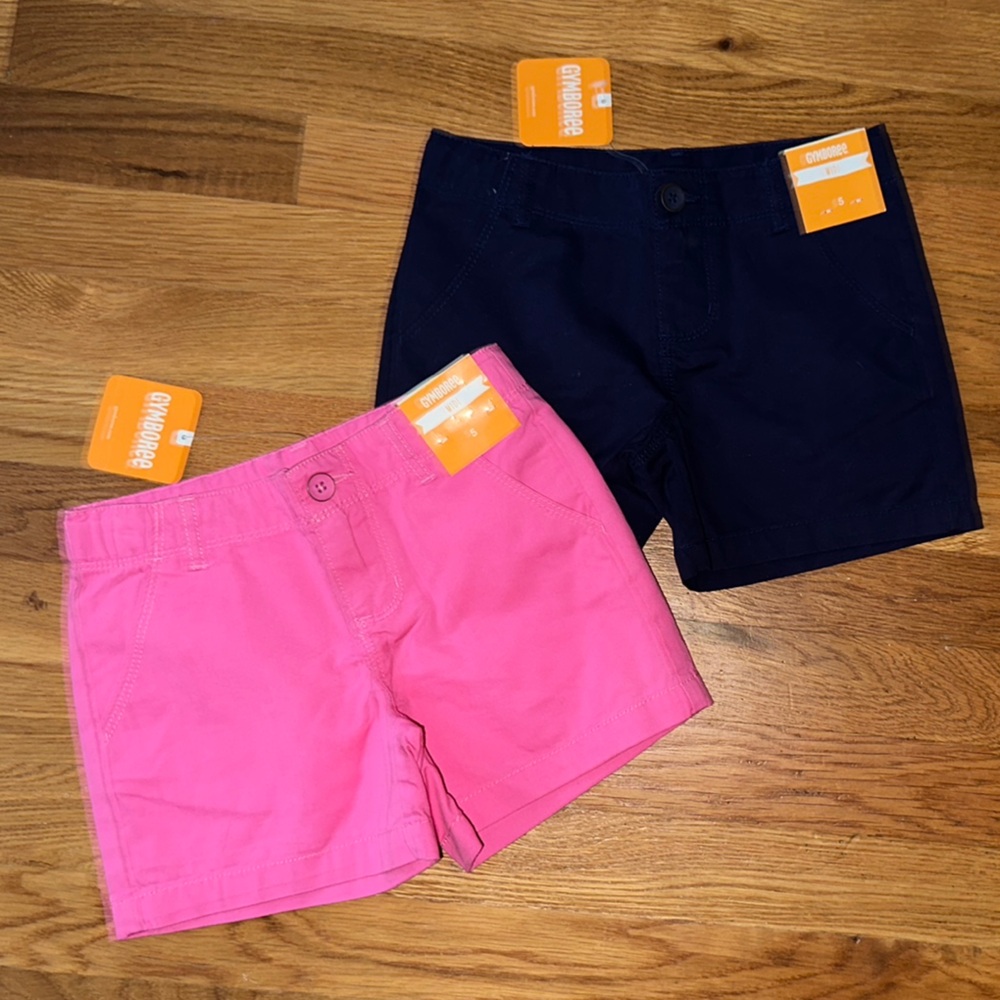 NWT Lot of 2 Gymboree Pink and Blue Khaki Midi Shorts